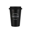 Vaso de viaje para café 350 ml de acero inoxidable Tapa de silicona Inscripción decorativa con motivo de café Dimensiones 12,5 x 8,8 cm 2