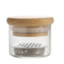 Vaso limpiador para brochas 4,2 x 5,2 cm Recipiente de cristal con colador de acero inoxidable y tapa hermética para modelado de uñas 1