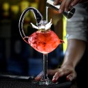 Vasos para bebidas en forma de cisne 180 ml vaso decorativo con sorbete de vidrio altura 21,5 cm de vidrio transparente vaso original 3