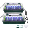 Vassoio per semina con illuminazione a LED e coperchio, 80 celle, 2 pz, plastico, timer 3/6/12 h, verde, per germinazione di semi e piantine 3