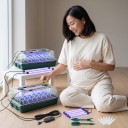 Vassoio per semina con illuminazione a LED e coperchio, 80 celle, 2 pz, plastico, timer 3/6/12 h, verde, per germinazione di semi e piantine 4