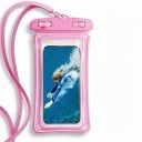 Vattentätt mobilfodral 21 x 11 cm transparent med lång snodd för halsen och stängning med två lås för skydd av smarttelefon mot vatten 7
