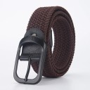 Vävt elastiskt bälte unisex 3,3 cm Svart textilbälte med metallspänne Flexibel modeaccessoar för jeans, byxor och shorts 6