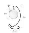Vază suspendată din sticlă în formă de bilă 320 ml cu suport, recipient decorativ din sticlă pe suport metalic pentru flori și plante de interior 2