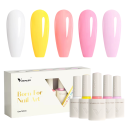 Vegán körömlakk készlet 5×10 ml Színes kollekció HEMA és TPO nélkül Puha textúra Kerek ecset UV LED 1