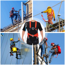 Veiligheidsharnas voor werken op hoogte met 2 m touw Karabiner Beschermband Draagvermogen 2200 kg Polypropyleen Staallegering 3