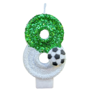 Velas para pastel de fútbol de 8,5 x 5,5 cm, números de cumpleaños con motivo de pelota, adornos para muffins, decoraciones de parafina para pastel, fiesta de fútbol 8