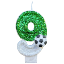 Velas para pastel de fútbol de 8,5 x 5,5 cm, números de cumpleaños con motivo de pelota, adornos para muffins, decoraciones de parafina para pastel, fiesta de fútbol 9