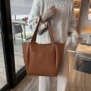 Veľká dámska kabelka shopper cez rameno z umelej kože 43 x 31 x 13 cm Vonkajšia predná kapsa Široké uši Matný povrch Jednoduchý dizajn 7