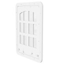 Velká dvířka pro psy a kočky 40 x 50 cm Nastavení čtyř režimů průchodu západkami Klapka se síťovinou a rám s otvory pro montáž 2