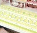 Velká podložka pod klávesnici a myš 30x60 cm s hvězdami mašlemi krajkou a ovocem zelená žlutá bílá na psací stůl pro dívky 2