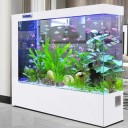 Veľké stojacie akvárium 100 x 35 x 130 cm Obdĺžniková priečka s LED osvetlením Bočná filtrácia Ekologické domáce akvárium s displejom 2