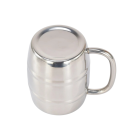 Velký nerezový hrnek soudkový tvar s uchem 500 ml 7.8 × 12.7 cm z nerezové oceli stříbrný na kávu čaj domácnost kancelář 3