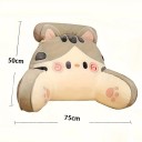 Velký opěrný polštář na záda a sezení 75 × 50 cm měkká polštářová opěrka šedobéžová na gauč i postel pro pohodlný odpočinek 2