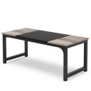 Velký počítačový stůl 74 x 179 x 79 cm S deskou ve vintage šedé a černým středem Kancelářský stůl na černých rámových nohách 1
