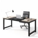 Velký počítačový stůl 74 x 179 x 79 cm S deskou ve vintage šedé a černým středem Kancelářský stůl na černých rámových nohách 3