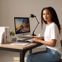 Velký počítačový stůl 74 x 179 x 79 cm S deskou ve vintage šedé a černým středem Kancelářský stůl na černých rámových nohách 8
