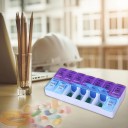 Velký týdenní dávkovač léků na 7 dní se 14 přihrádkami Ráno a večer Krabička na tablety 17,5 x 8,5 x 3 cm Plast PP Modrá a fialová 5