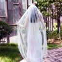 Velo de boda 300 cm Catedral de tul de una capa con perlas y peineta Velo de perlas blancas de lujo para novias 5