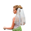 Velo de boda 50 cm Velo de tul blanco con perlas Peina 7 cm Velo corto elegante para el cabello de la novia 2