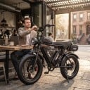 Vélo électrique tout terrain Fat bike Moteur 250 W Batterie 48 V 20 Ah Rétroviseurs et clignotants Freins hydrauliques Shimano 7 vitesses Noir 4
