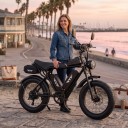 Vélo électrique tout terrain Fat bike Moteur 250 W Batterie 48 V 20 Ah Rétroviseurs et clignotants Freins hydrauliques Shimano 7 vitesses Noir 5