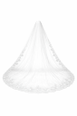 Velum nuziale 3 m Cattedrale Unico strato Tulle Applicazioni in pizzo Bordato in pizzo Bianco Avorio bianco Velo lungo di lusso 4