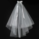 Velum nuziale bianco in tulle con fiocco Elegante velum leggero per addio al nubilato Accessorio per capelli da bridal party 2
