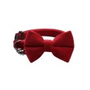 Velvet Collar for Cats and Small Dogs 1 x 28 cm Safety Buckle Bow Bell Adjustable Decorative Collar 3