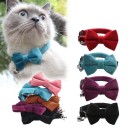 Velvet Collar for Cats and Small Dogs 1 x 28 cm Safety Buckle Bow Bell Adjustable Decorative Collar 7