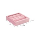 Velvet Ring Box 11 × 11 × 2.5 cm Pink Velvet Organiser for Rings and Earrings with Roller Holders 2