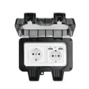 Venkovní dvojitá zásuvka s 2x USB, voděodolná, EU, 16 A, 220 V, 17 x 11 cm, na omítku, s uzamykatelným víkem, černá, na zahradu a terasu 1