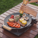Venkovní grilovací pánev 34 cm Maifan s nepřilnavým povrchem a dřevěnými uchy Pánev na sporák pro grilování masa zeleniny ryb BBQ 3