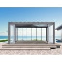 Venkovní hliníková pergola s motorizovanou žaluziovou střechou a posuvnými skleněnými dveřmi rozměr 3 x 4 m černá na terasu i zahradu 3