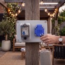 Venkovní nástěnná zásuvka s jističem, vodotěsná, 220 V / 16 A, 175 × 125 × 75 mm, ABS plast, šedá, pro dům a nabíjení elektromobilu 6