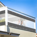 Venkovní průhledná PVC plachta voděodolná s očky rozměr 2,4 x 3 m z vinylu o tloušťce 0,55 mm černá na pergolu verandu i altán 2