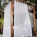 Venkovní průsvitná záclona nepromokavá s oky nahoře rozměr 132 x 213 cm ze 100% polyesteru se stíněním 41 až 85 % na pergolu a terasu 1
