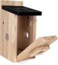 Venkovní ptačí budka s kamerou a aplikací v mobilu detekce pohybu solární panel 14,5 x 15,5 x 32 cm dřevěná přírodní na pozorování ptáků 2
