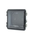 Venkovní rozvodná krabice IP67 z ABS plastu se šedým průhledným víkem, rozměry 15 x 15 x 9 cm, montážní deska v balení 2