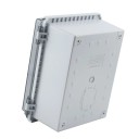 Venkovní rozvodná krabice IP67 z ABS plastu se šedým průhledným víkem, rozměry 22 x 17 x 11 cm, montážní deska v balení 6