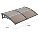 Venkovní stříška előtérhez 200×100 cm polykarbonát panellel 5 mm eső, hó és UV védelem terasz balkon 2
