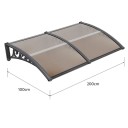 Venkovní stříška před vchod 200×100 cm s polykarbonátovým panelem 5 mm ochrana proti dešti sněhu a UV záření terasa balkon 2