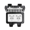 Venkovní voděodolná dvojitá zásuvka typu EU s krytem IP66 a 4x USB, 16 A, 220 V, plastová na omítku, černá, na zahradu, terasu i do garáže 1