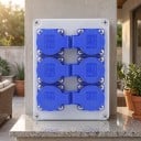 Venkovní vodotěsná nástěnná zásuvková skříň 6 zásuvek EU 16A 220V ABS šedá s modrými zásuvkami 200×150×100 mm pro garáž a nabíjení auta 5