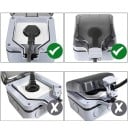 Venkovní vodotěsná zásuvka EU s 2× USB-A a víkem, prachotěsná, IP66, 16 A, 10,5 × 10,5 × 9,2 cm, ABS plast, šedá, na zahradu a do koupelny 4