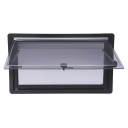 Ventana de ventilación para caravana Basculante con persiana y mosquitera 90 x 50 cm Aluminio acrílico y ABS Marco interior blanco Para autocaravanas 1