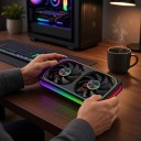 Ventilador ARGB para caixa de computador 240 mm duplo com um quadro de 28 mm e iluminação 3pin 5 V na cor preta para radiador e frontal 4