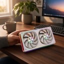 Ventilateur ARGB réversible pour boîtier d'ordinateur 240 mm avec deux rotors dans un cadre commun de 28 mm d'épaisseur et éclairage miroir 5 V 7