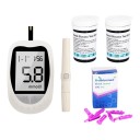 Verensokerimittari 50 testiliuskan ja 50 lansetin kanssa verensokerin mittaamiseen alueella 1,1–33,3 mmol/l tuloksella 7 sekunnissa valkoinen 1