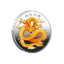 Vergulde Chinese munt met een draak 4 x 0,3 cm Verzamelmunt van metaal voor het jaar van de Draak Herdenkingsmunt met een Chinese draak 5